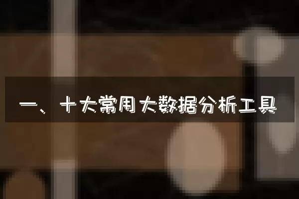一、十大常用大数据分析工具