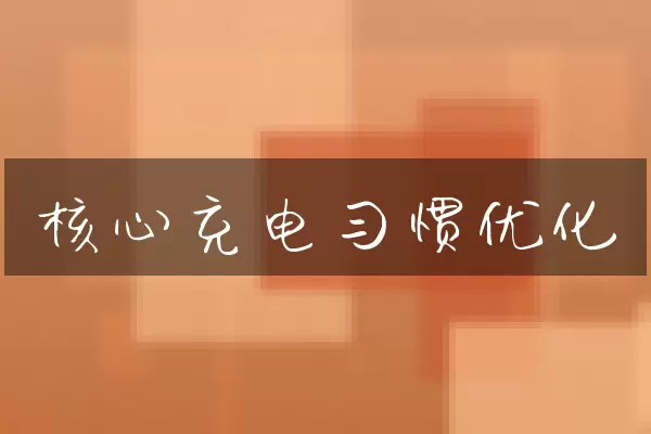 核心充电习惯优化