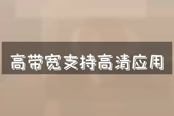 高带宽支持高清应用