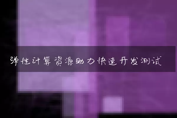 弹性计算资源助力快速开发测试