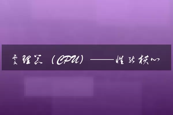 处理器（CPU）——性能核心