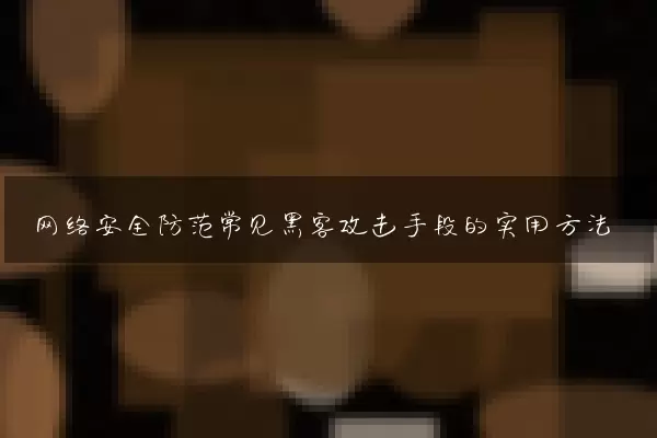 网络安全防范常见黑客攻击手段的实用方法