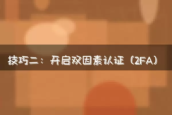 技巧二：开启双因素认证（2FA）