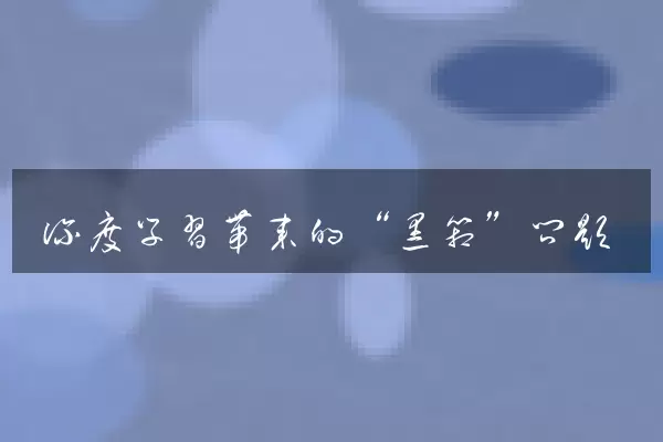 深度学习带来的“黑箱”问题