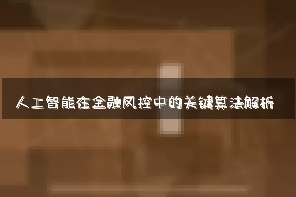 人工智能在金融风控中的关键算法解析