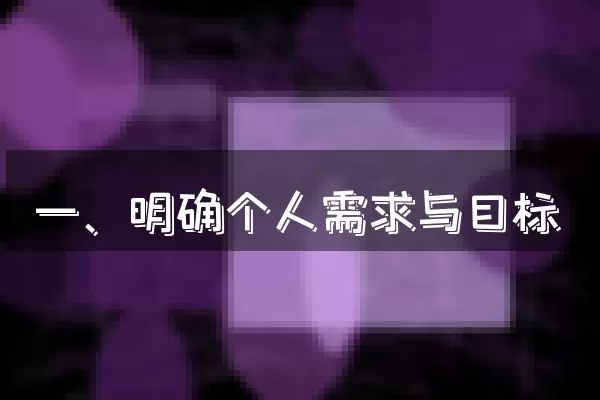 一、明确个人需求与目标