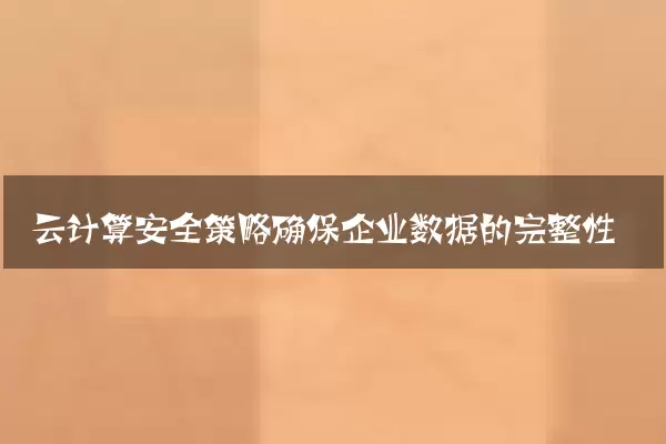 云计算安全策略确保企业数据的完整性