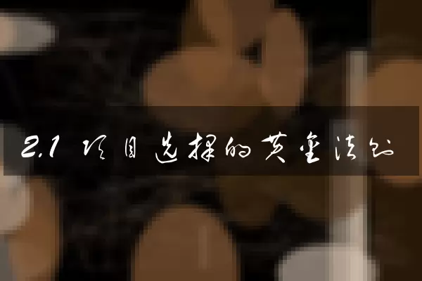 2.1 项目选择的黄金法则
