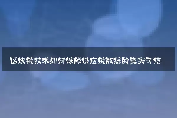 区块链技术如何保障供应链数据的真实可信