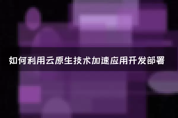如何利用云原生技术加速应用开发部署