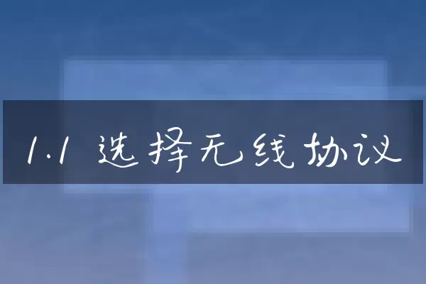 1.1 选择无线协议